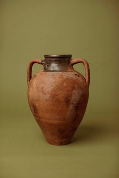 20th Century Partial-Glaze Terracotta Hand-Crafted Olive Jar, Western Anato
