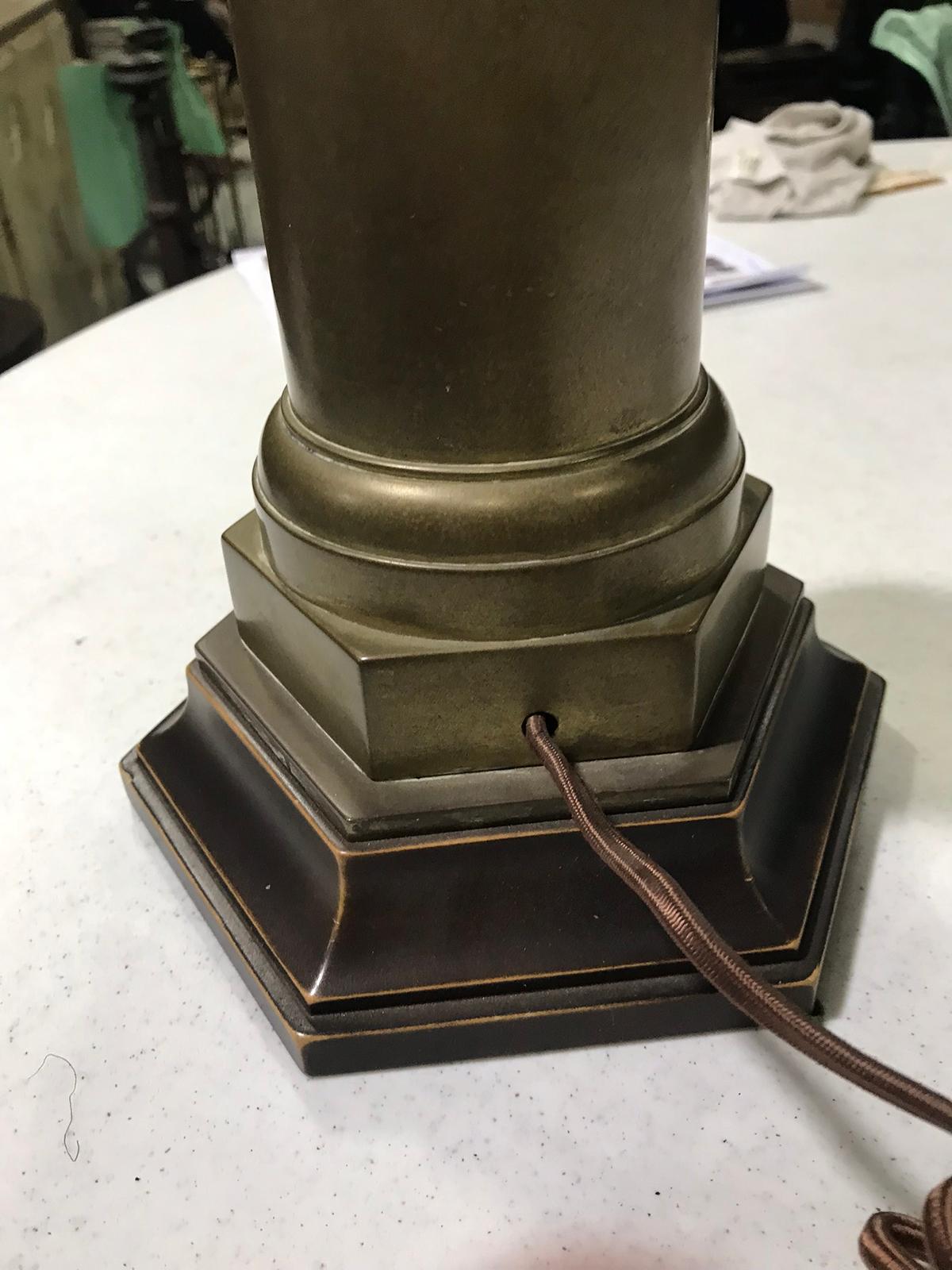 20th Century Patinated Bronze Corinthian Column as Lamp For Sale 7