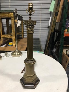 20th Century Patinated Bronze Corinthian Column as Lamp