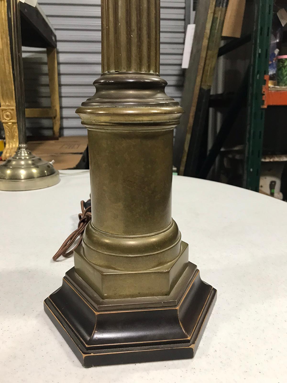 20th Century Patinated Bronze Corinthian Column as Lamp For Sale 5