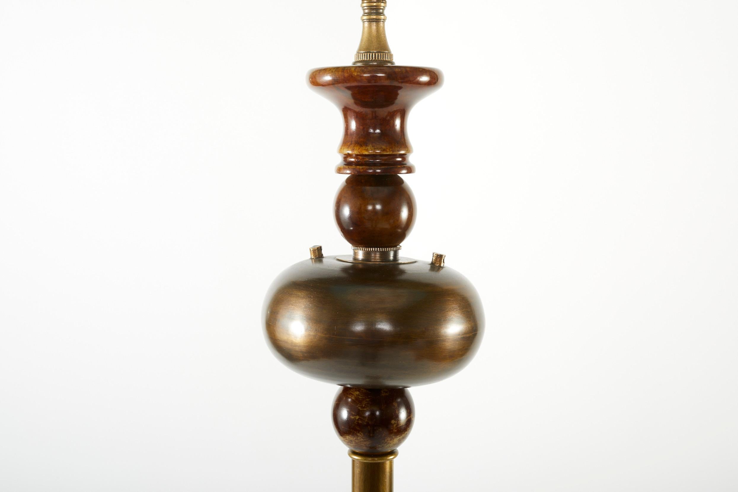 Hand-Crafted 20th Century Patinated Bronze Floor Lamp For Sale