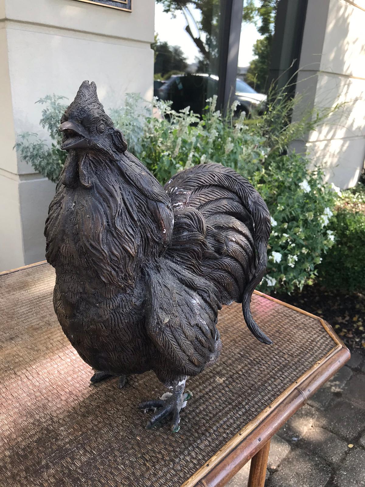 20th Century Patinated Bronze Gamecock / Chicken In Good Condition In Atlanta, GA