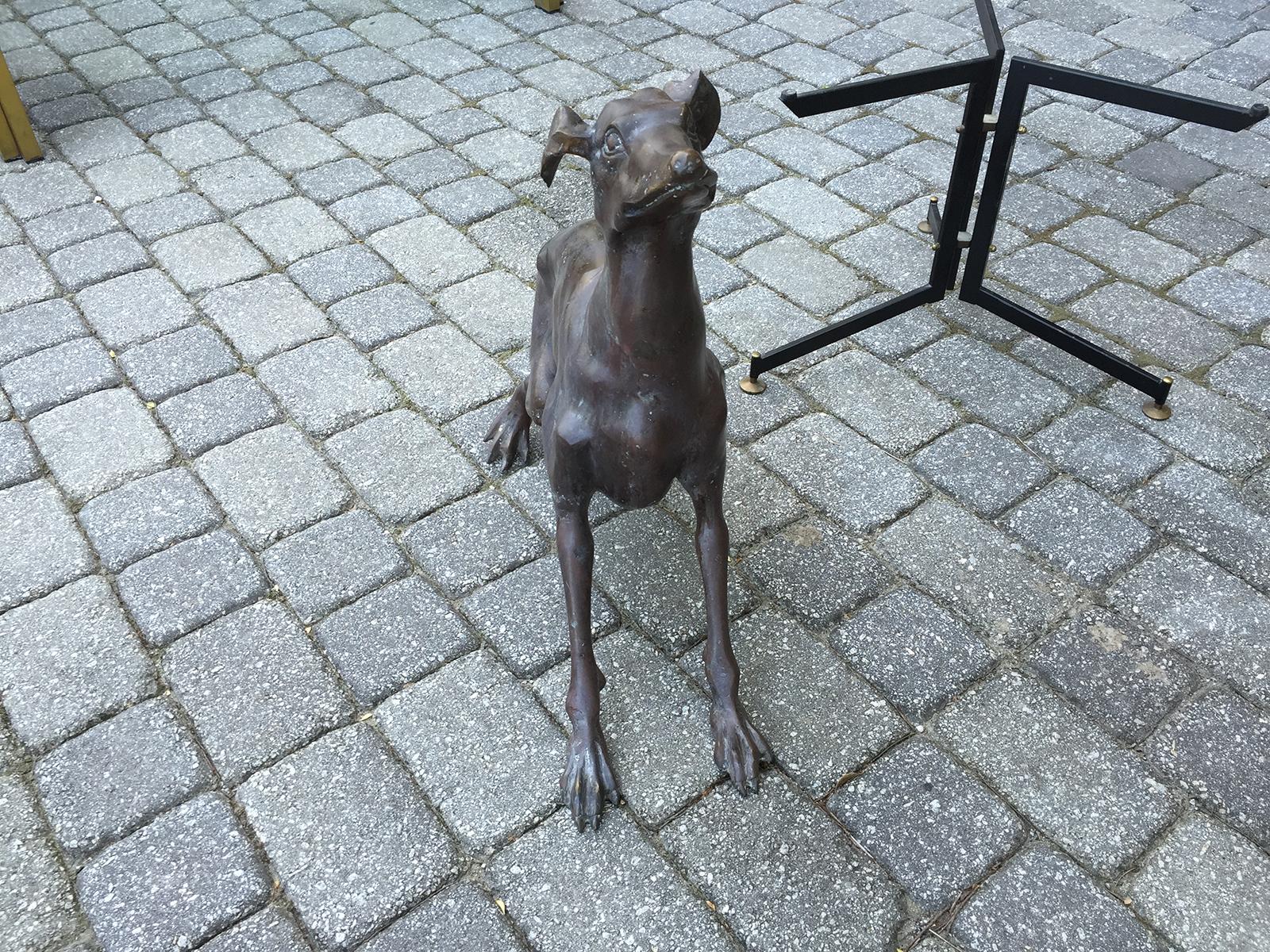 20th Century Patinated Bronze Whippet Dog For Sale 2