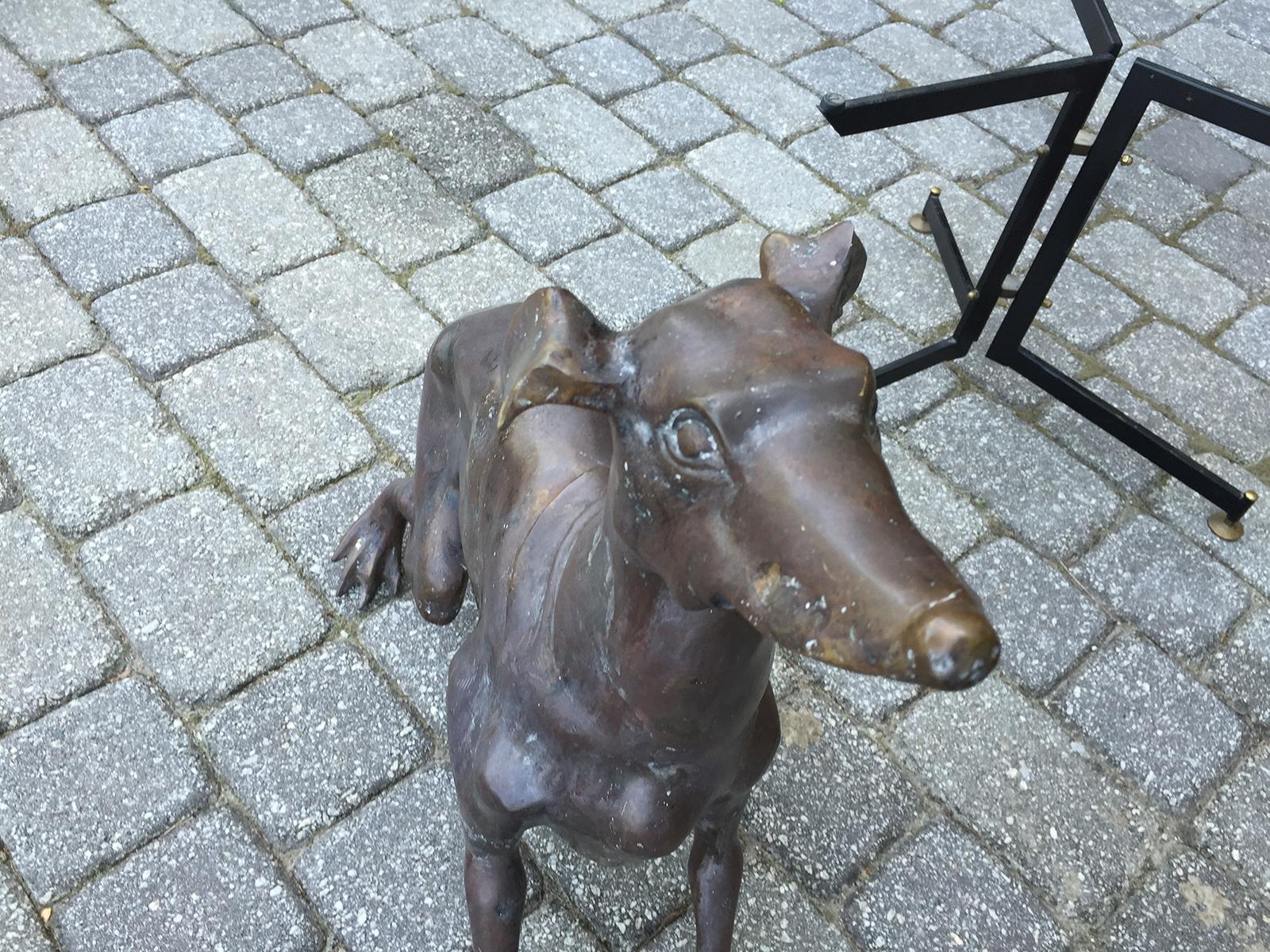 20th Century Patinated Bronze Whippet Dog For Sale 4