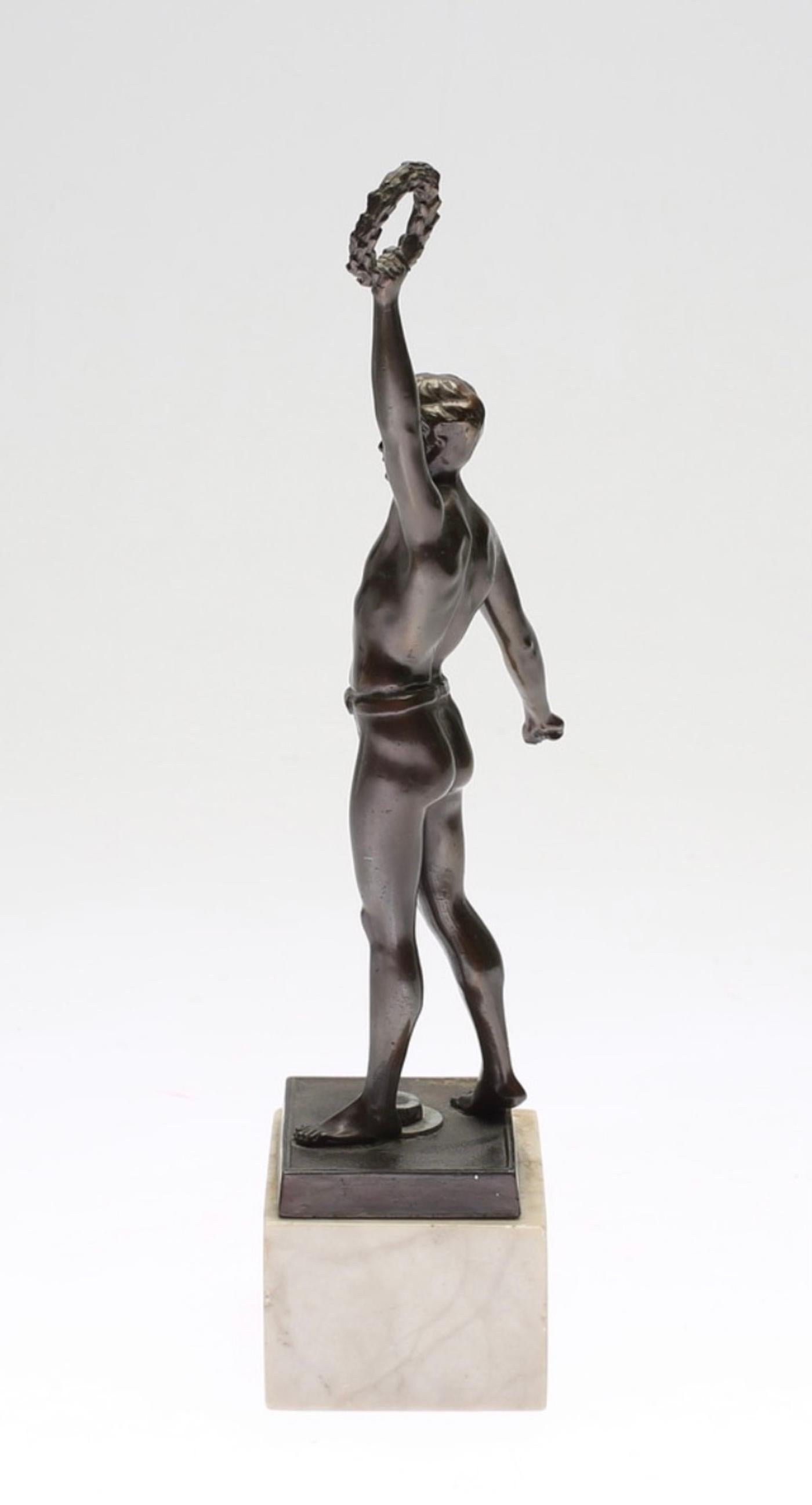 20th Century Patinated Metal Sculpture Figure of an Athlete For Sale 5