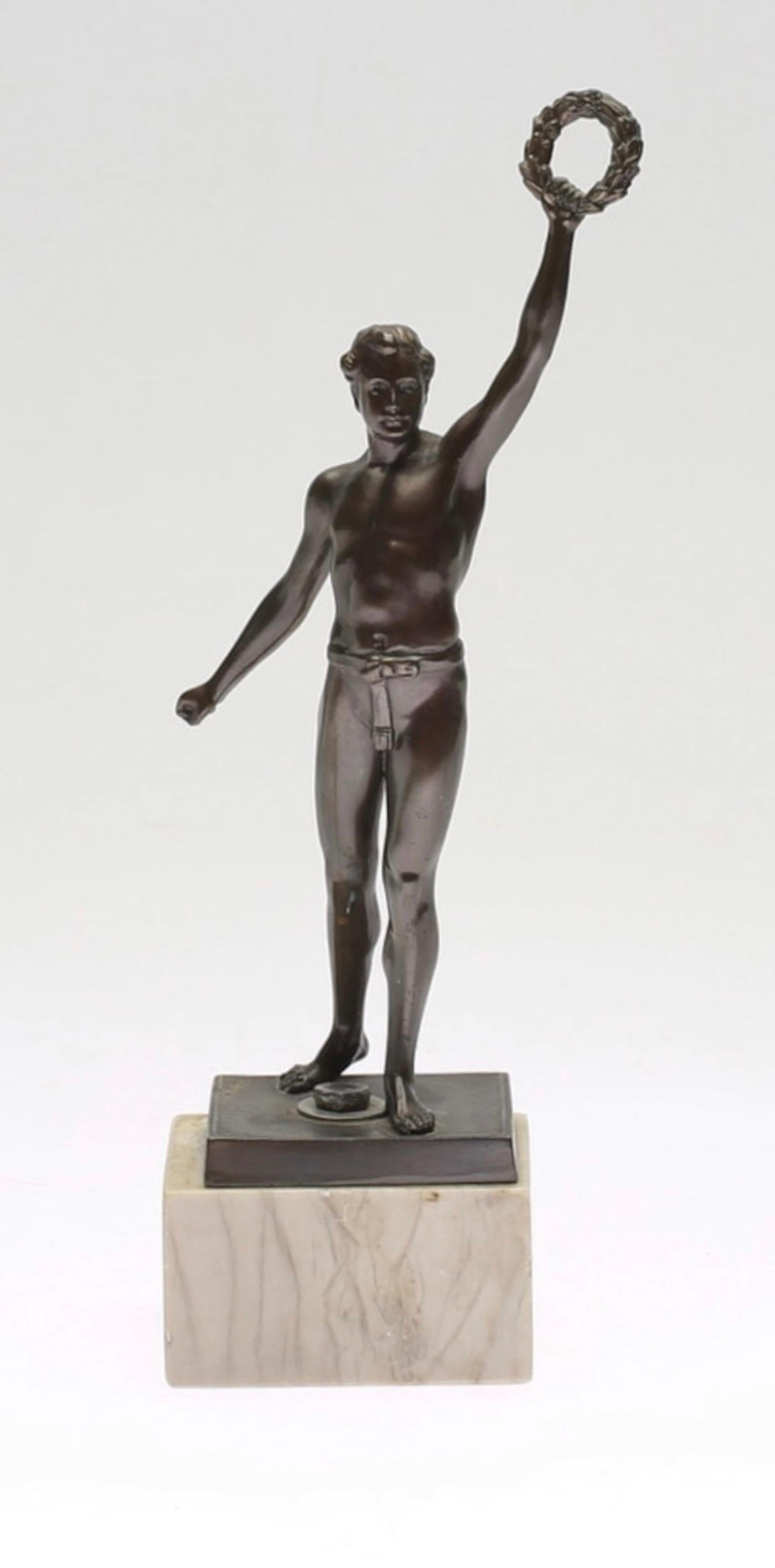 20th Century Patinated Metal Sculpture Figure of an Athlete For Sale 1