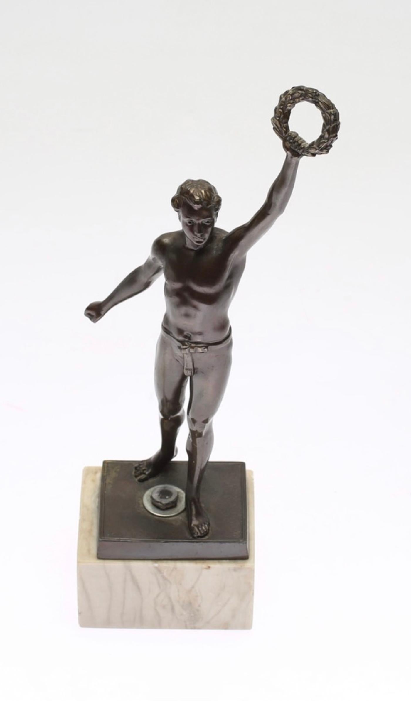 20th Century Patinated Metal Sculpture Figure of an Athlete For Sale 2
