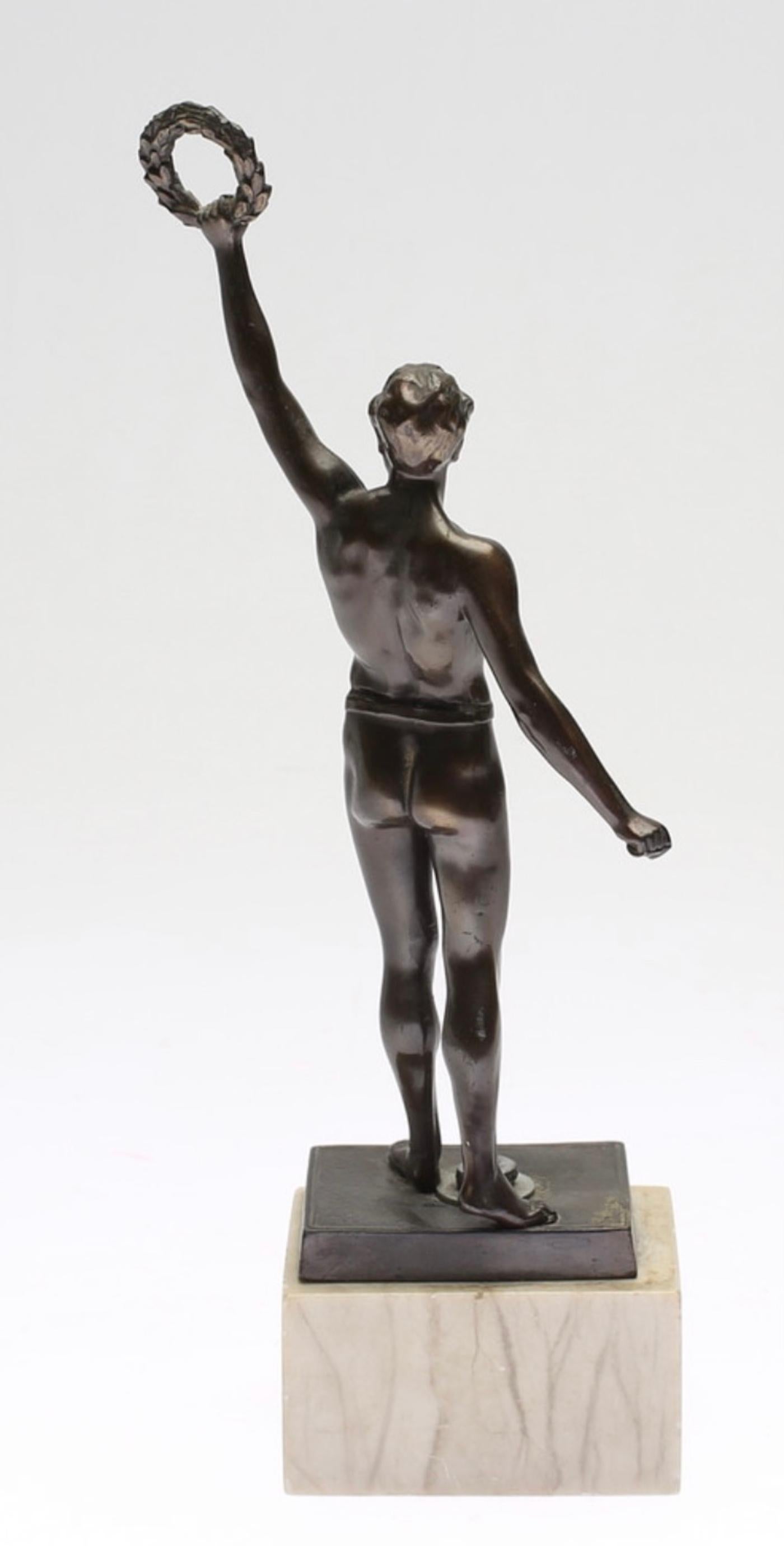 20th Century Patinated Metal Sculpture Figure of an Athlete For Sale 4