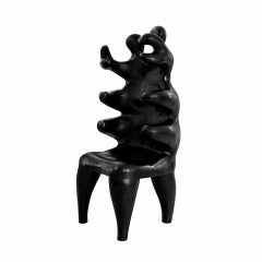 20th Century Paul Covaci Sculptural Black Solid Wood Romanian 1980s Armchair