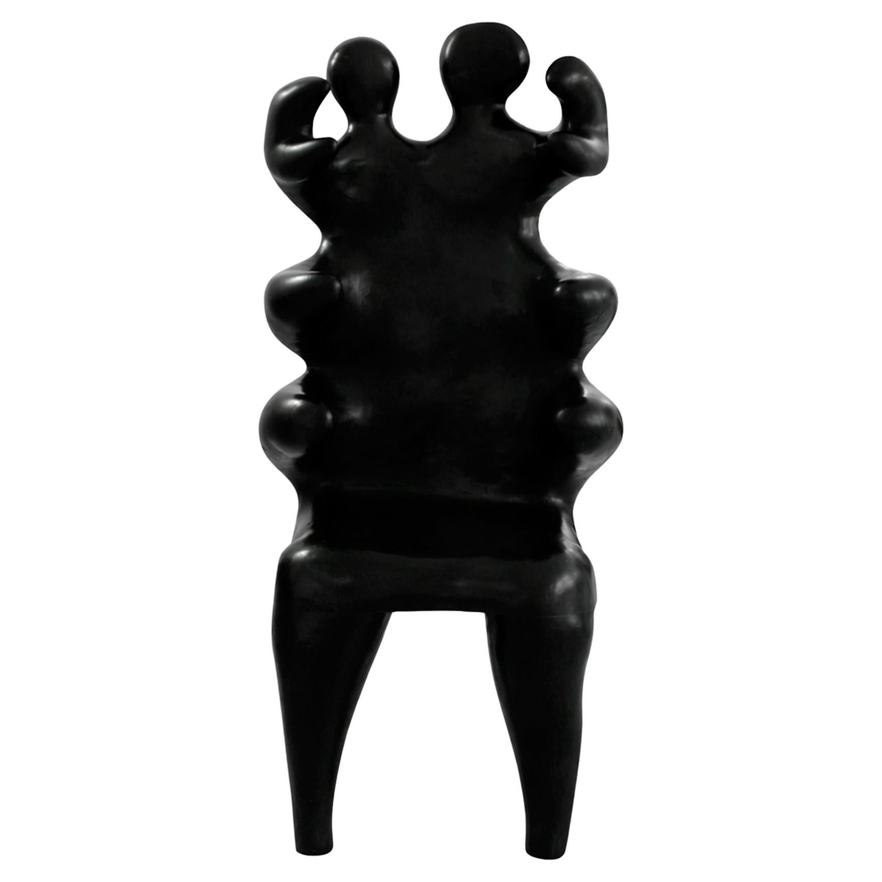 Großer skulpturaler Stuhl von Paul Covaci aus dem 20. Jahrhundert, schwarzes Massivholz, 1980er Jahre