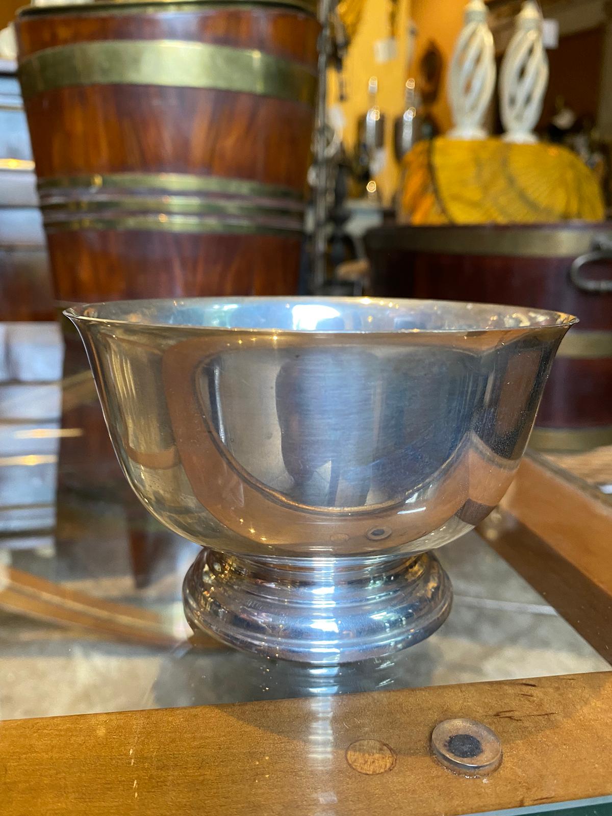 20th Century Paul Revere Sterling Silver Bowl for Cartier, Engraved T, Marked 7