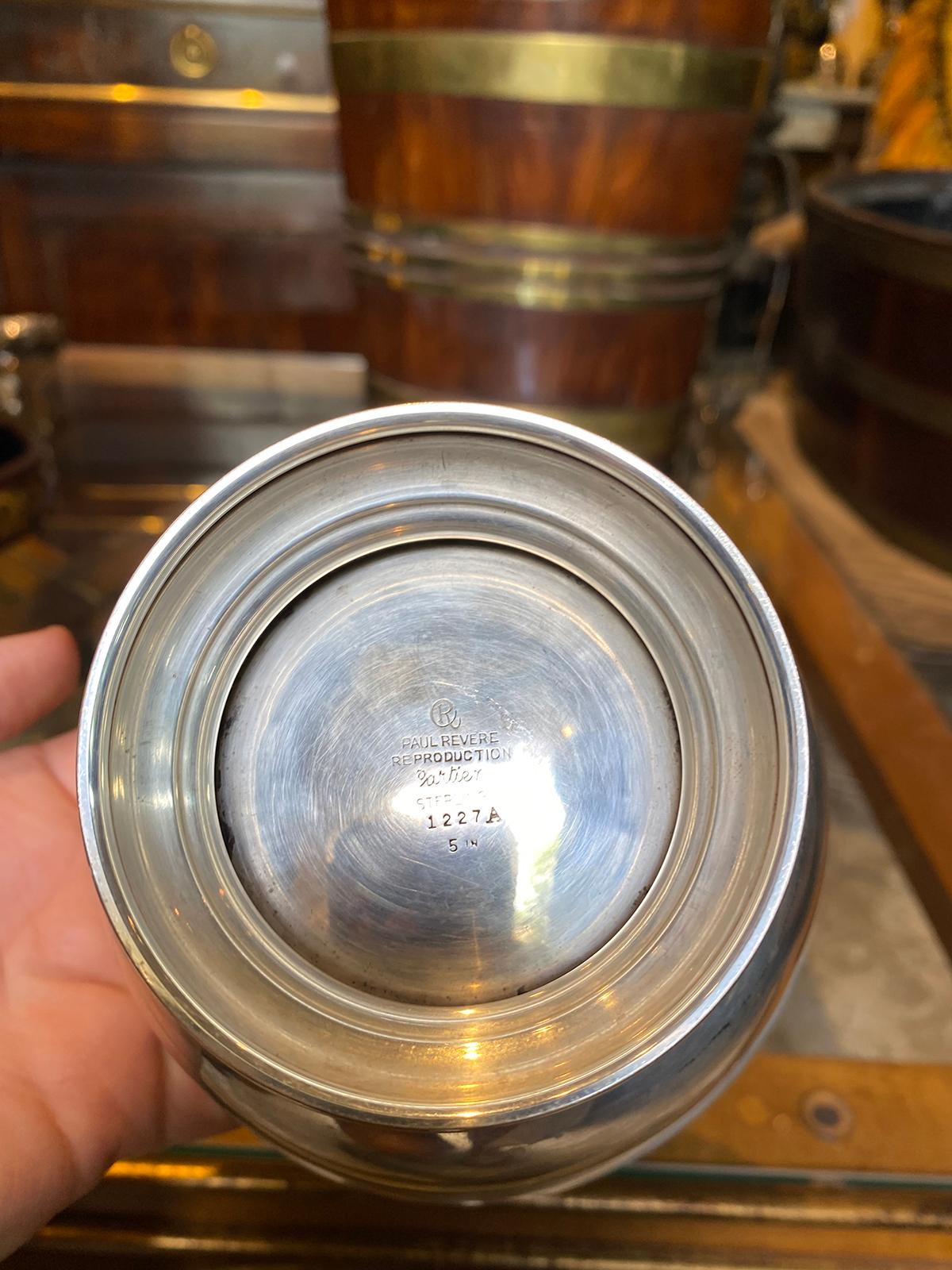 20th Century Paul Revere Sterling Silver Bowl for Cartier, Engraved T, Marked 8