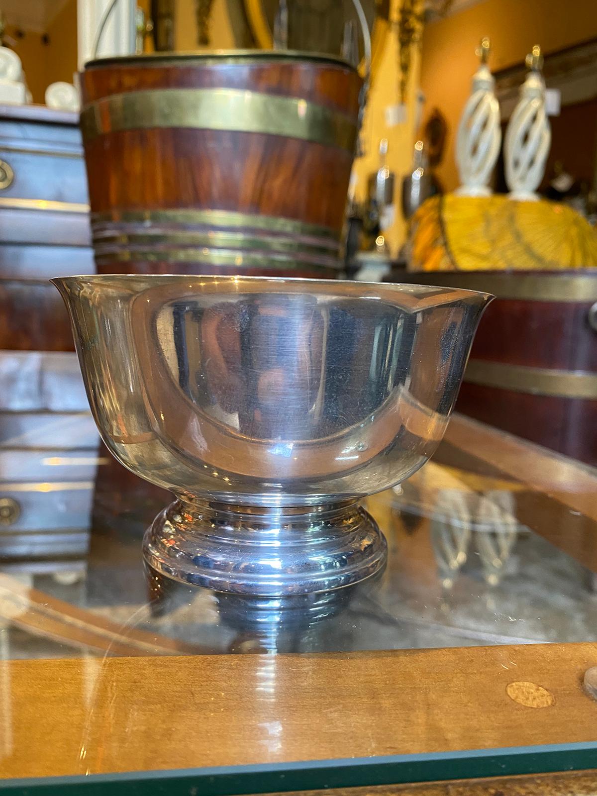 20th Century Paul Revere Sterling Silver Bowl for Cartier, Engraved T, Marked 4