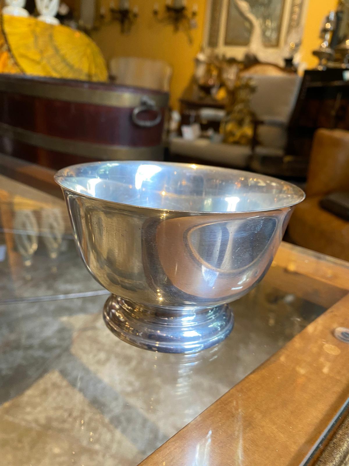 20th Century Paul Revere Sterling Silver Bowl for Cartier, Engraved T, Marked 5