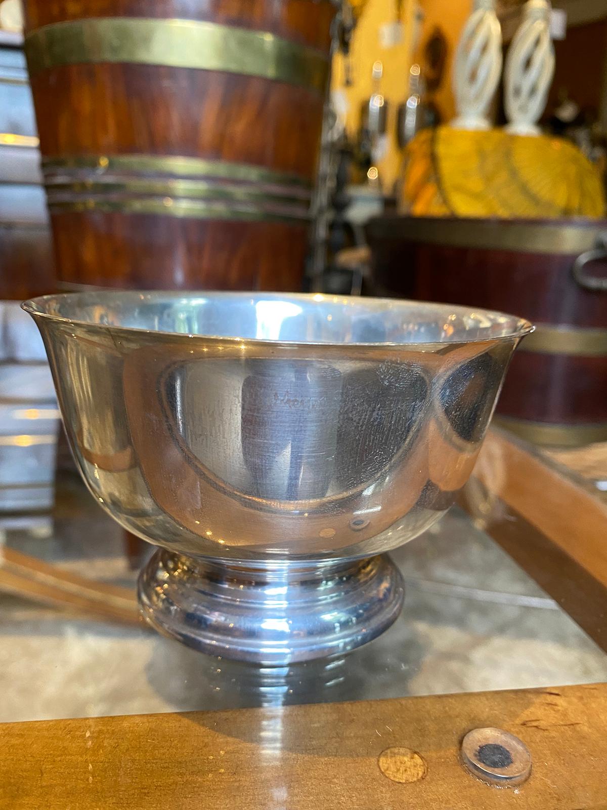 20th Century Paul Revere Sterling Silver Bowl for Cartier, Engraved T, Marked 6