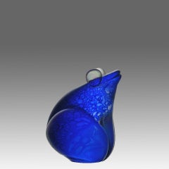 20th Century Pearlescent Glass Frog entitled "Seated Frog" by John Ditchfield