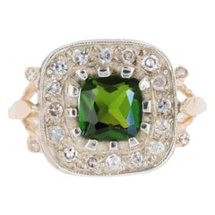 20. Jahrhundert Peridot 18 Karat Gelbgold Silber Antiker Ring