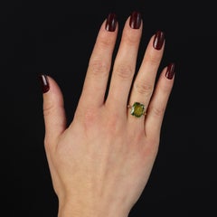 20th Century Peridot 18 Karat Yellow Gold Solitaire Ring