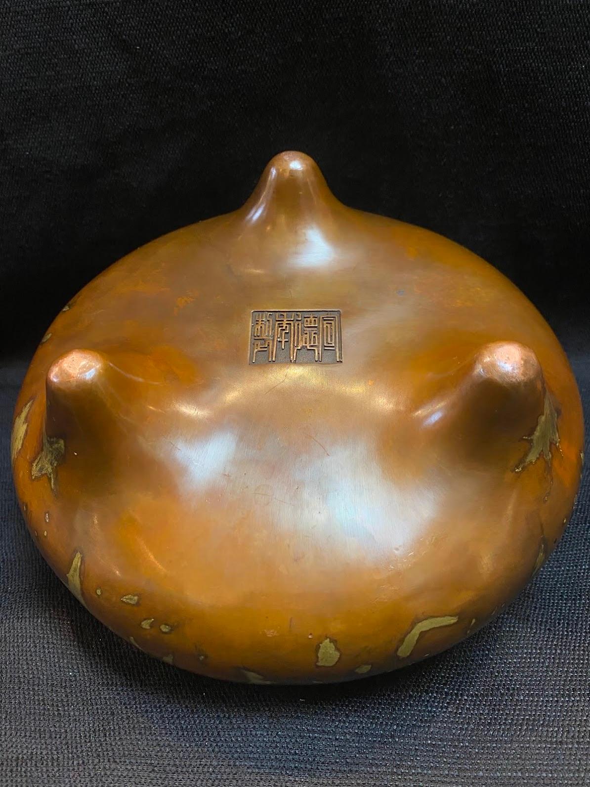 20th Century Period Antique Gilt-Splash Bronze Censer For Sale 11