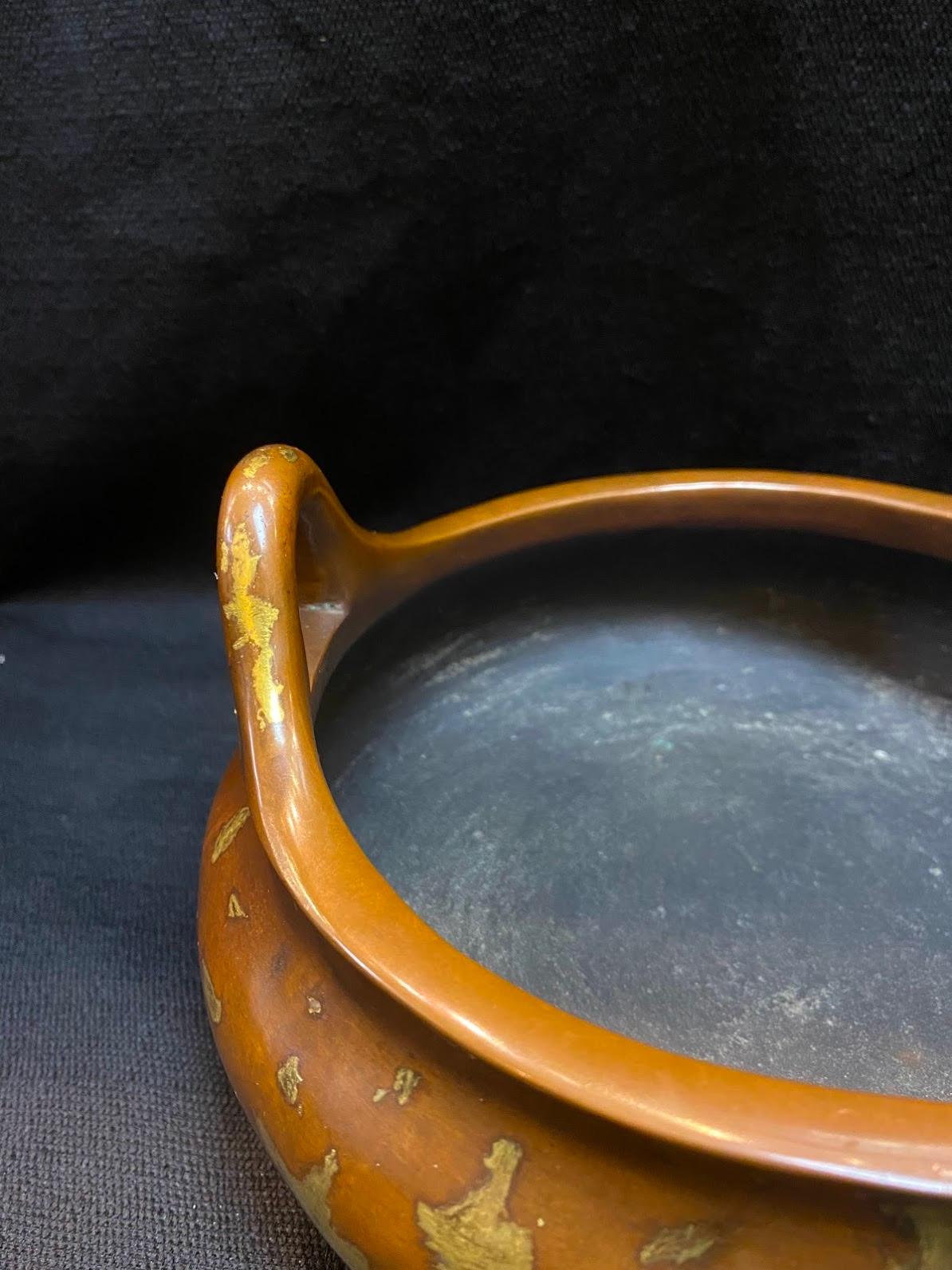 Chinese 20th Century Period Antique Gilt-Splash Bronze Censer For Sale