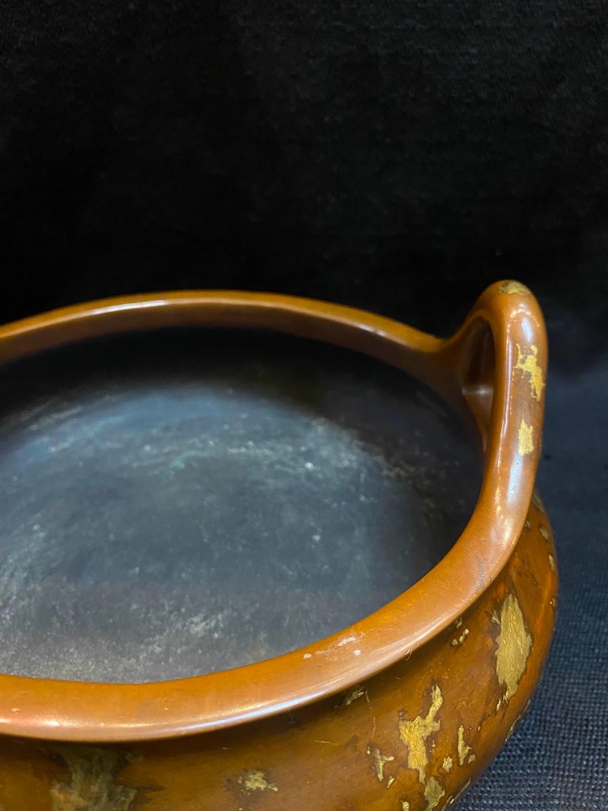 Bronzed 20th Century Period Antique Gilt-Splash Bronze Censer For Sale