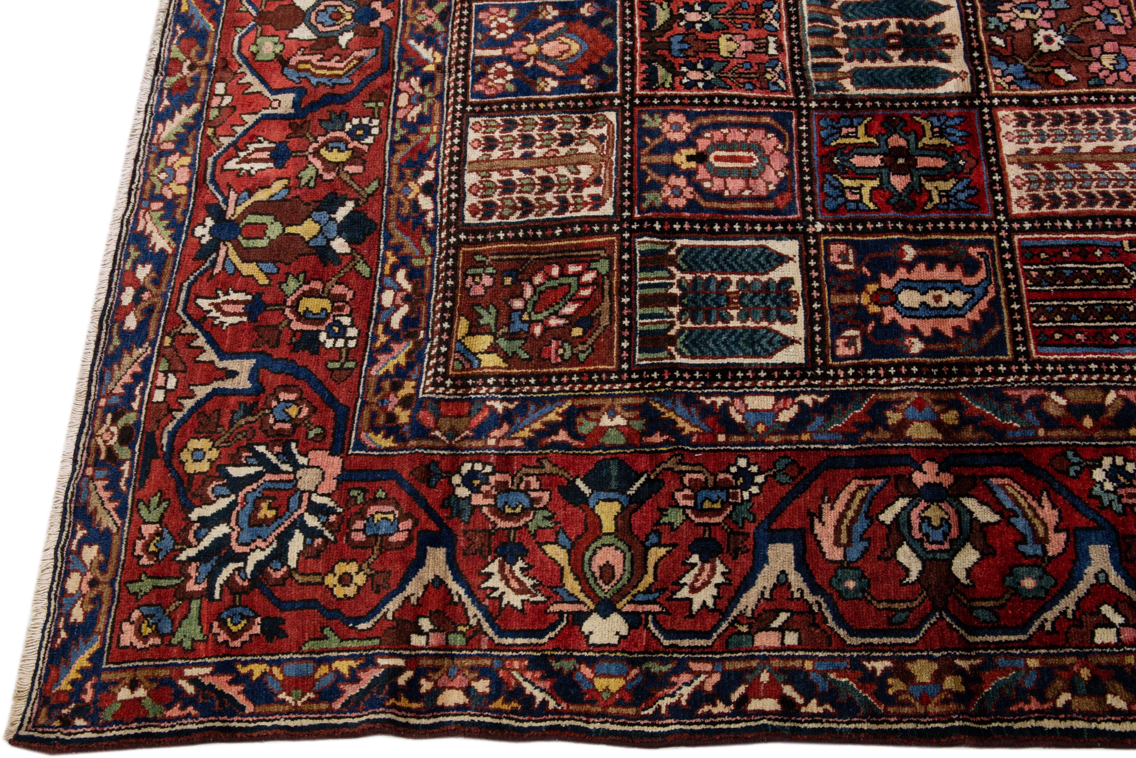 Islamic 20th Century Persian Bakhtiari Handmade Allover Red Wool Rug For Sale