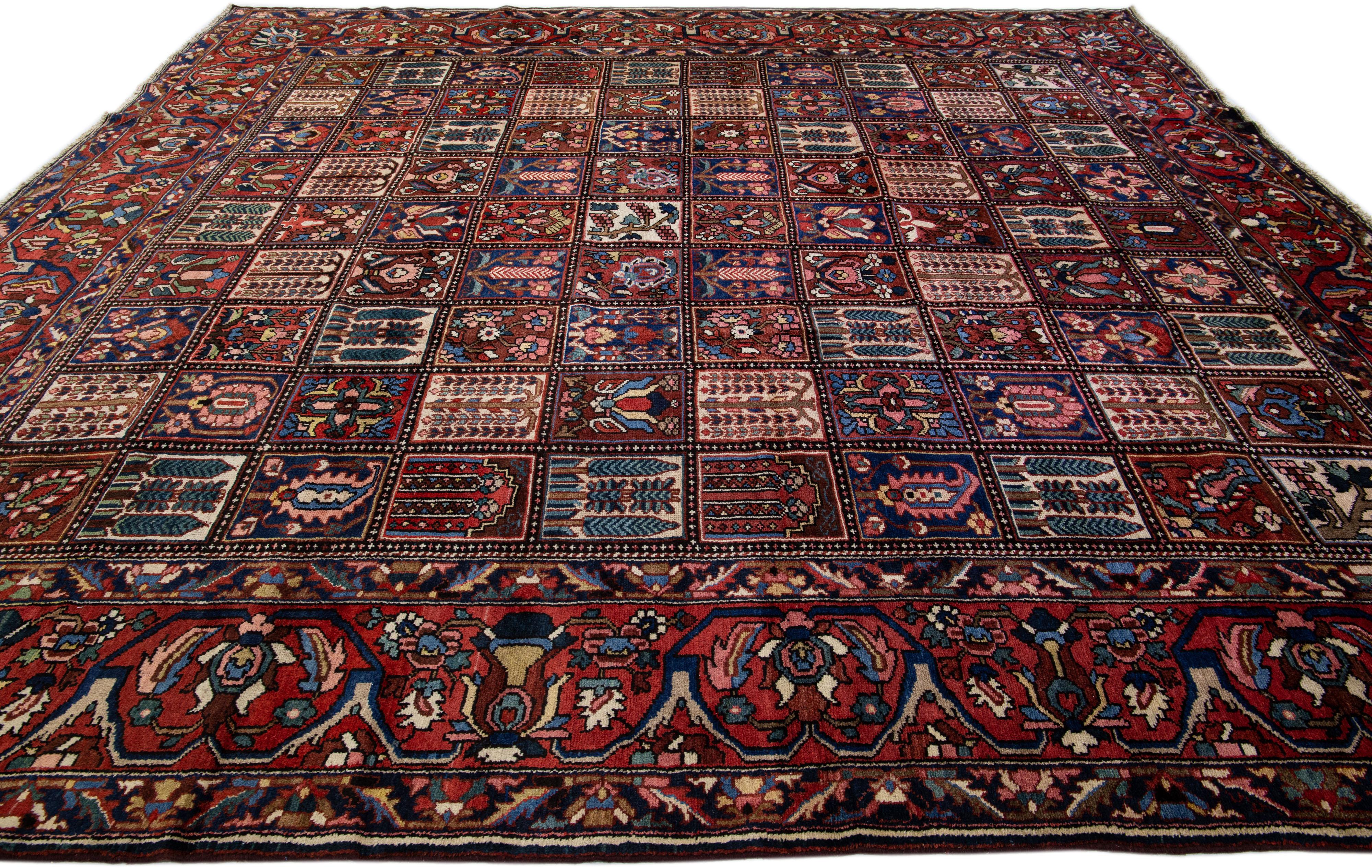 20th Century Persian Bakhtiari Handmade Allover Red Wool Rug In Good Condition For Sale In Norwalk, CT