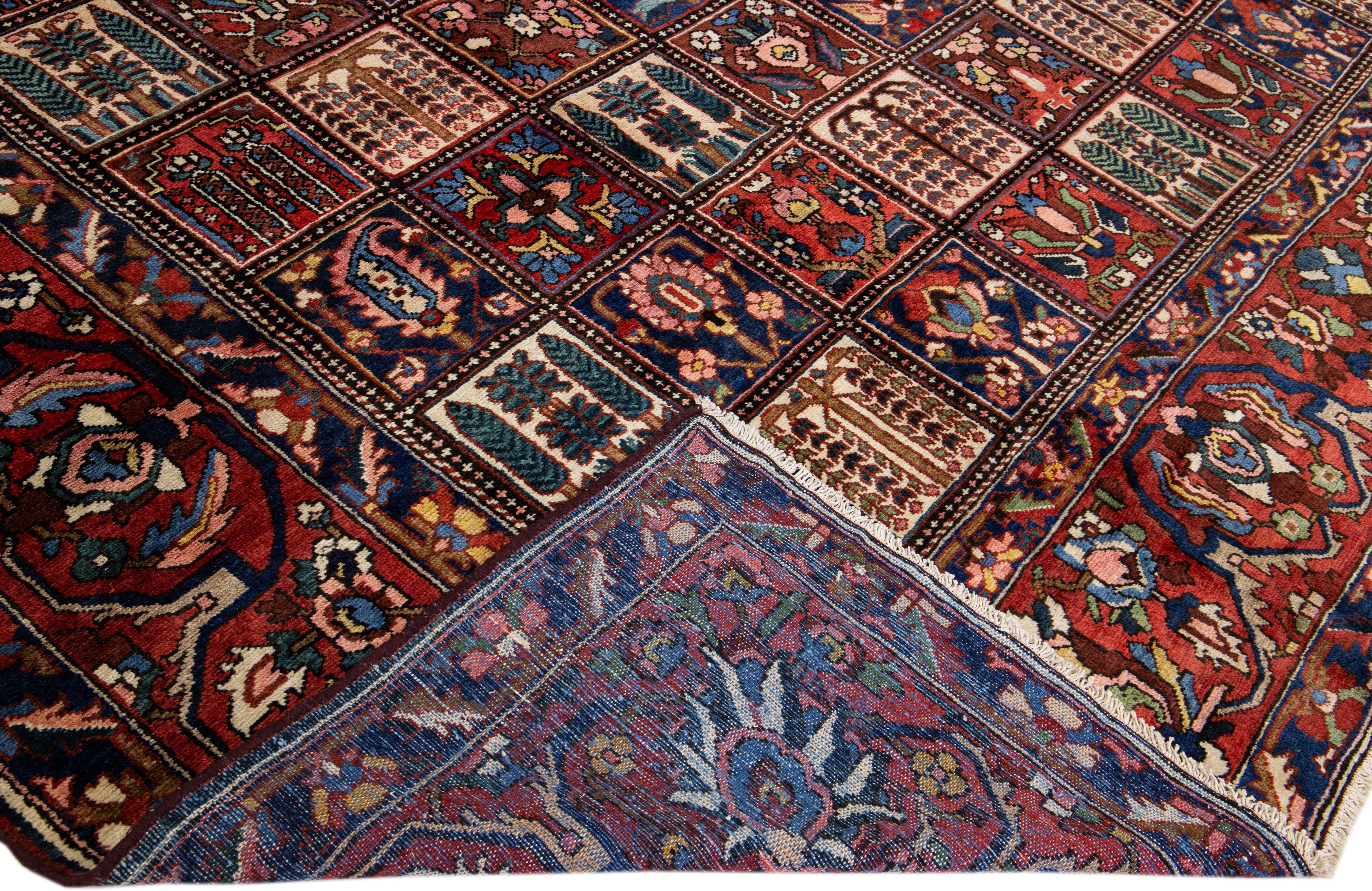 20th Century Persian Bakhtiari Handmade Allover Red Wool Rug For Sale 2