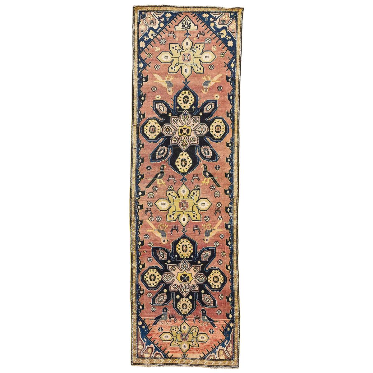 persischer Karabagh-Teppich des 20. Jahrhunderts mit bunten floralen & Vogelmustern im Angebot