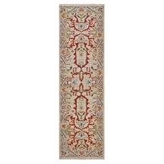 21st Century  Sultanabad 3x10 Tan, Red & Light Blue Handmade Hall Runner