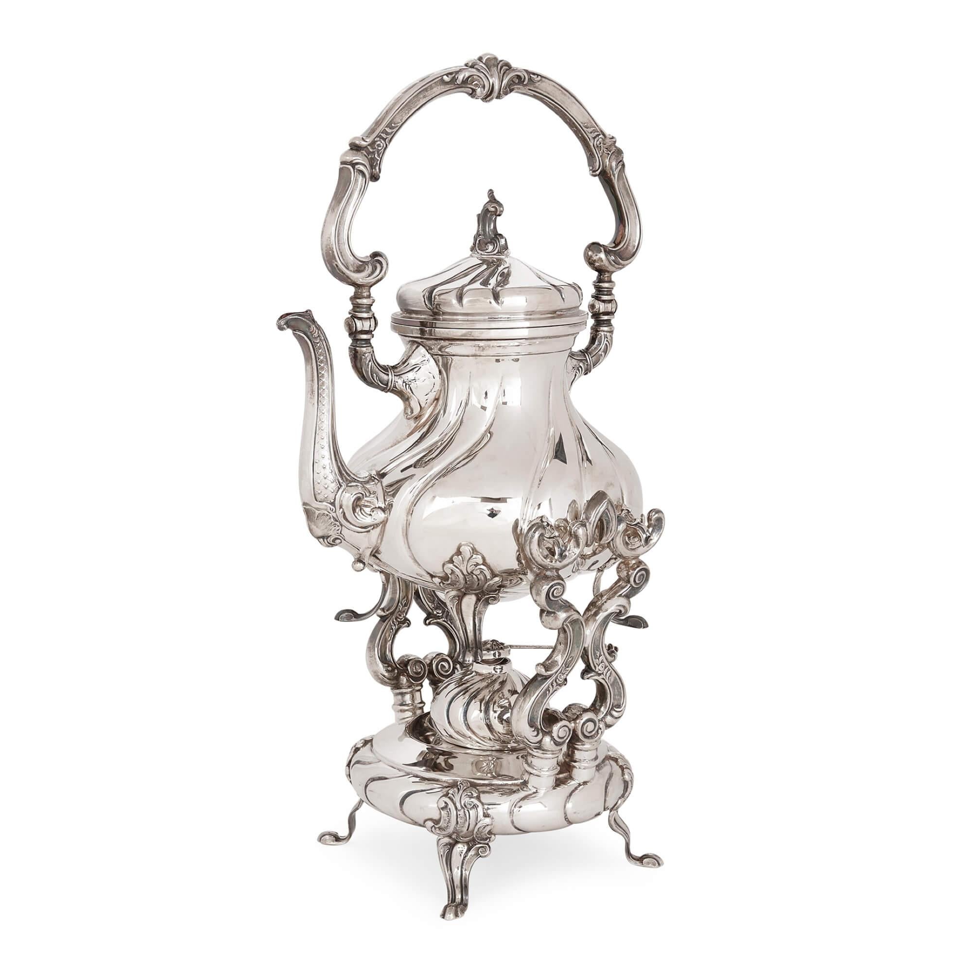 Rococo 20th Century Peruvian Silver Tea and Coffee Set by Camusso For Sale