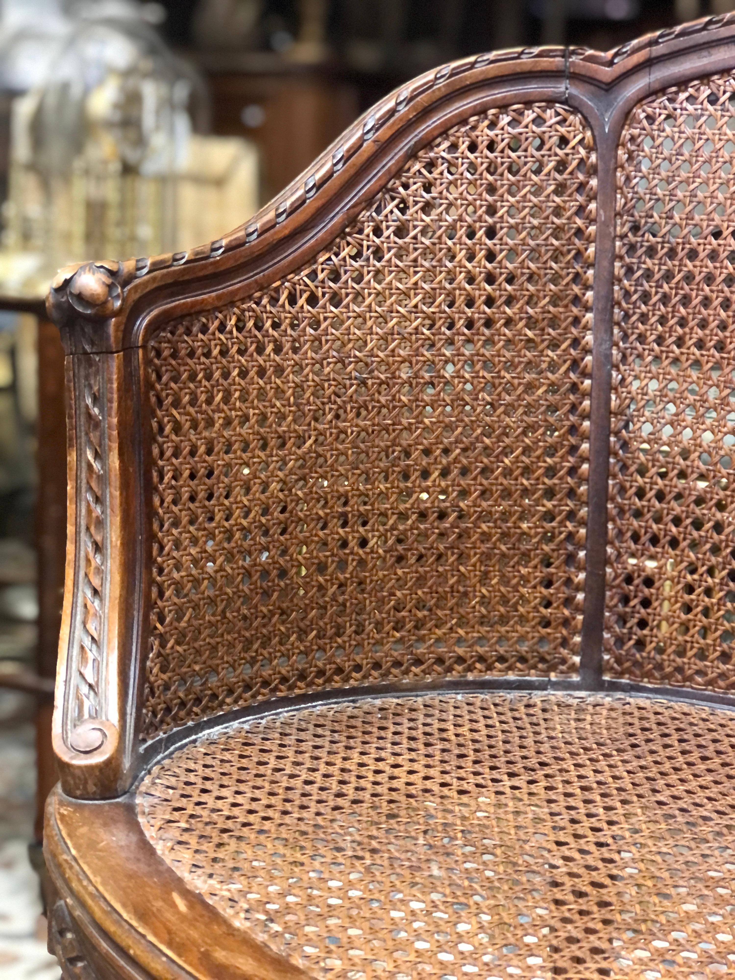 20th Century Petite French Hand Carved Round Armchair, Louis XVI by Odoul Paris In Good Condition In Sofia, BG