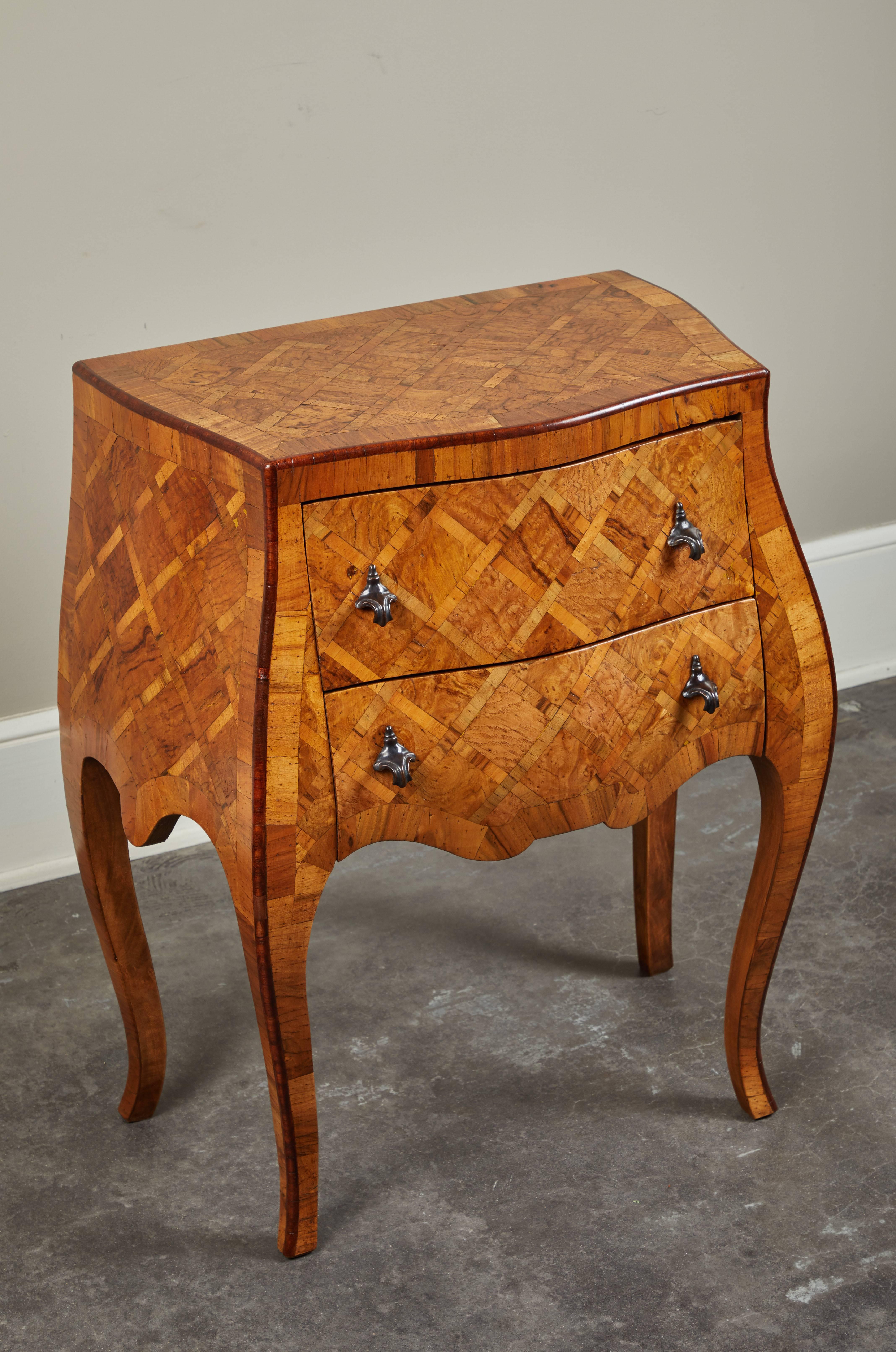 Rococo 20th Century Petite Italian Marquetry Chest of Drawers For Sale