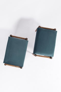 20th Century Petrol Blue Vintage Stool, Edmund Homa, 1960s