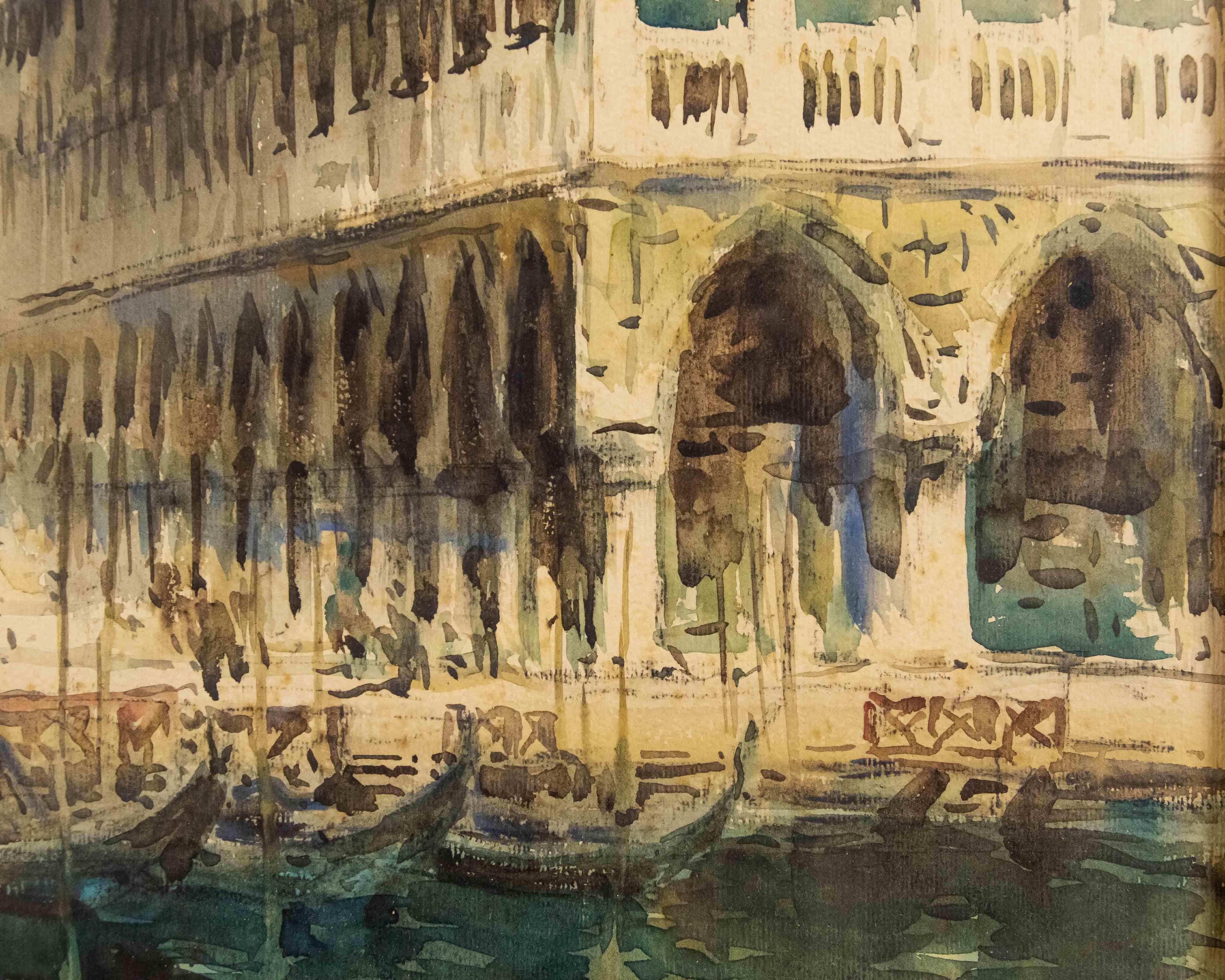 20ième siècle Peinture à l'aquarelle sur toile Piazzetta San MarCo du 20ème siècle en vente