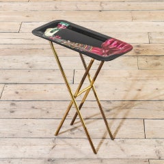 20th Century, Piero Fornasetti Brass and Metal Tray with Base