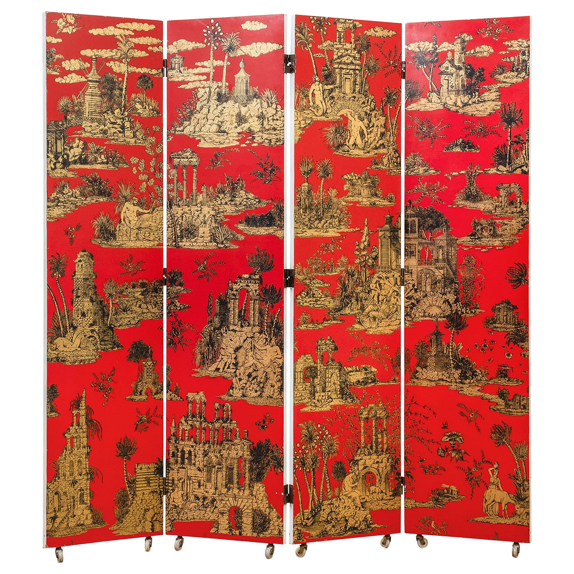 20th Century, Piero Fornasetti Decorative Wooden Screen Gran Coromandel