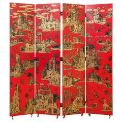 20th Century, Piero Fornasetti Decorative Wooden Screen Gran Coromandel