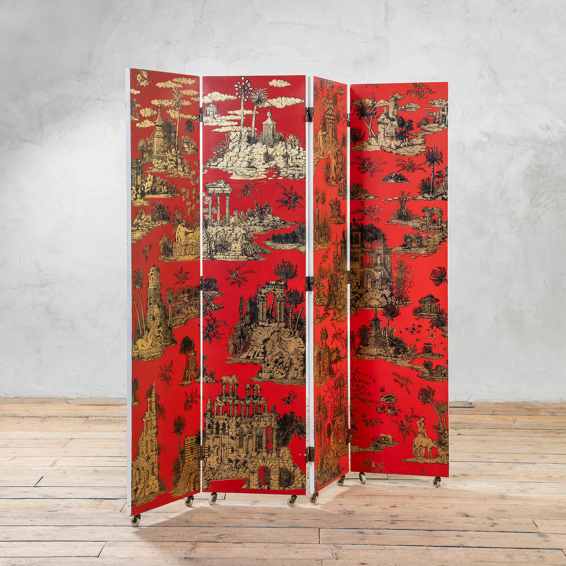 Piero Fornasetti was an Italian painter, sculptor, decorator, and craftsman who used ornamental and pictorial motifs to decorate silk scarves, furniture, plates, vessels, and similar objects. His work was characterized by a clever, surreal, and