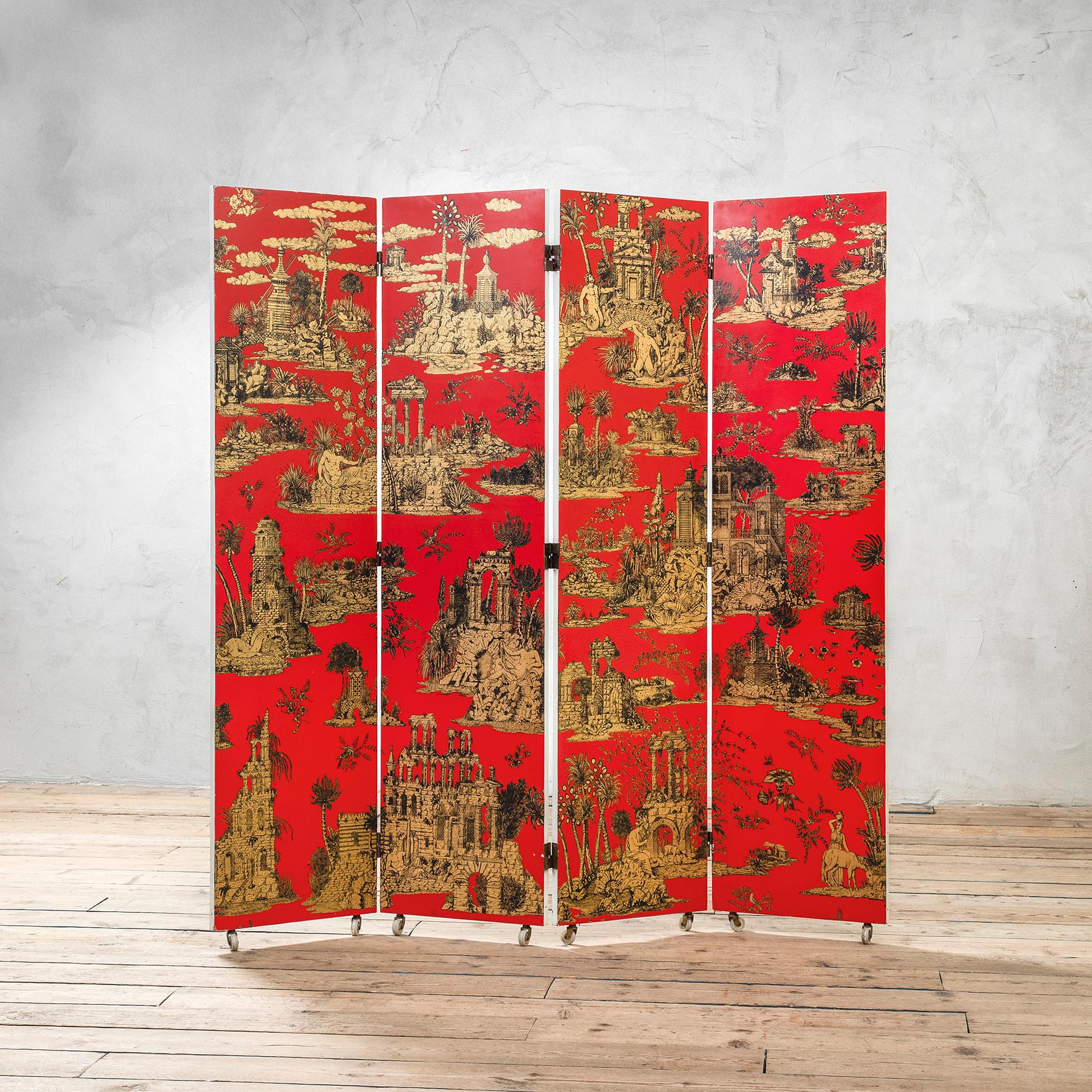 Italian 20th Century, Piero Fornasetti Decoratvie Wooden Screen Gran Coromandel in vendita