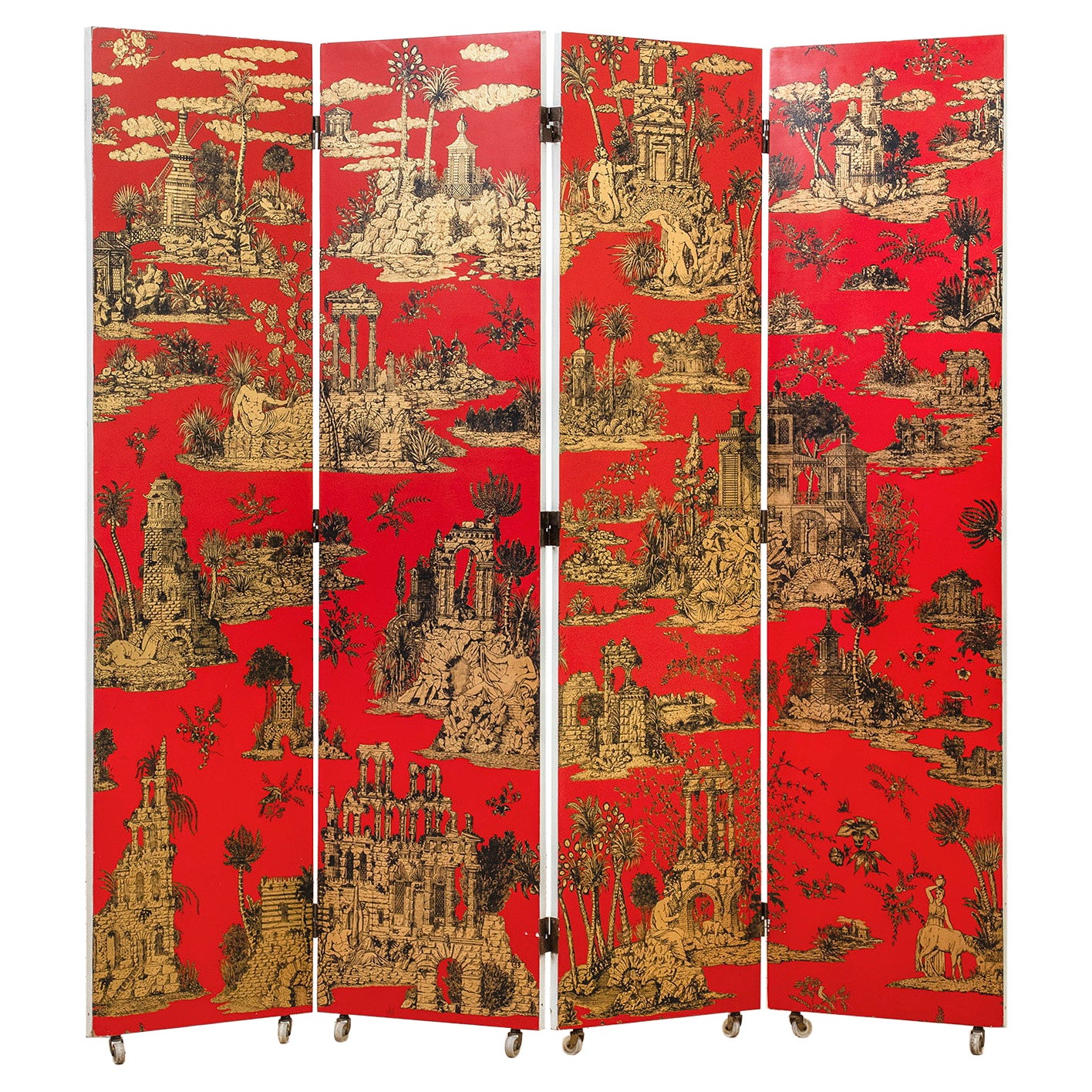 20th Century, Piero Fornasetti Decoratvie Wooden Screen Gran Coromandel