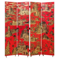 20th Century, Piero Fornasetti Decoratvie Wooden Screen Gran Coromandel