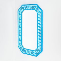 Specchio del XX secolo di Piero Fornasetti con cornice decorativa blu e bianca, anni '50