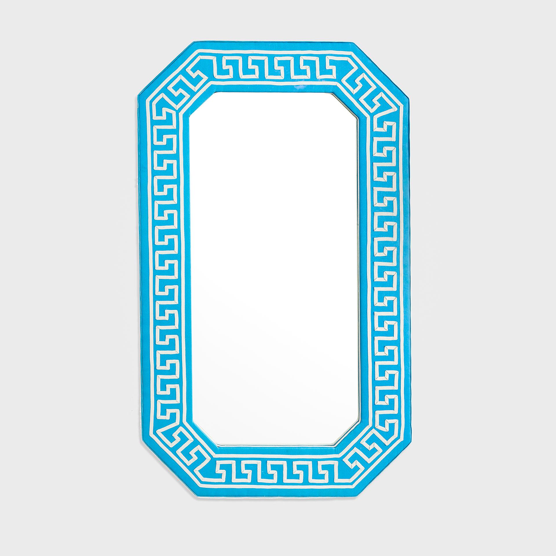 Mid-Century Modern 20th Century Piero Fornasetti Mirror with Decorative Blue and White Frame, 1950s