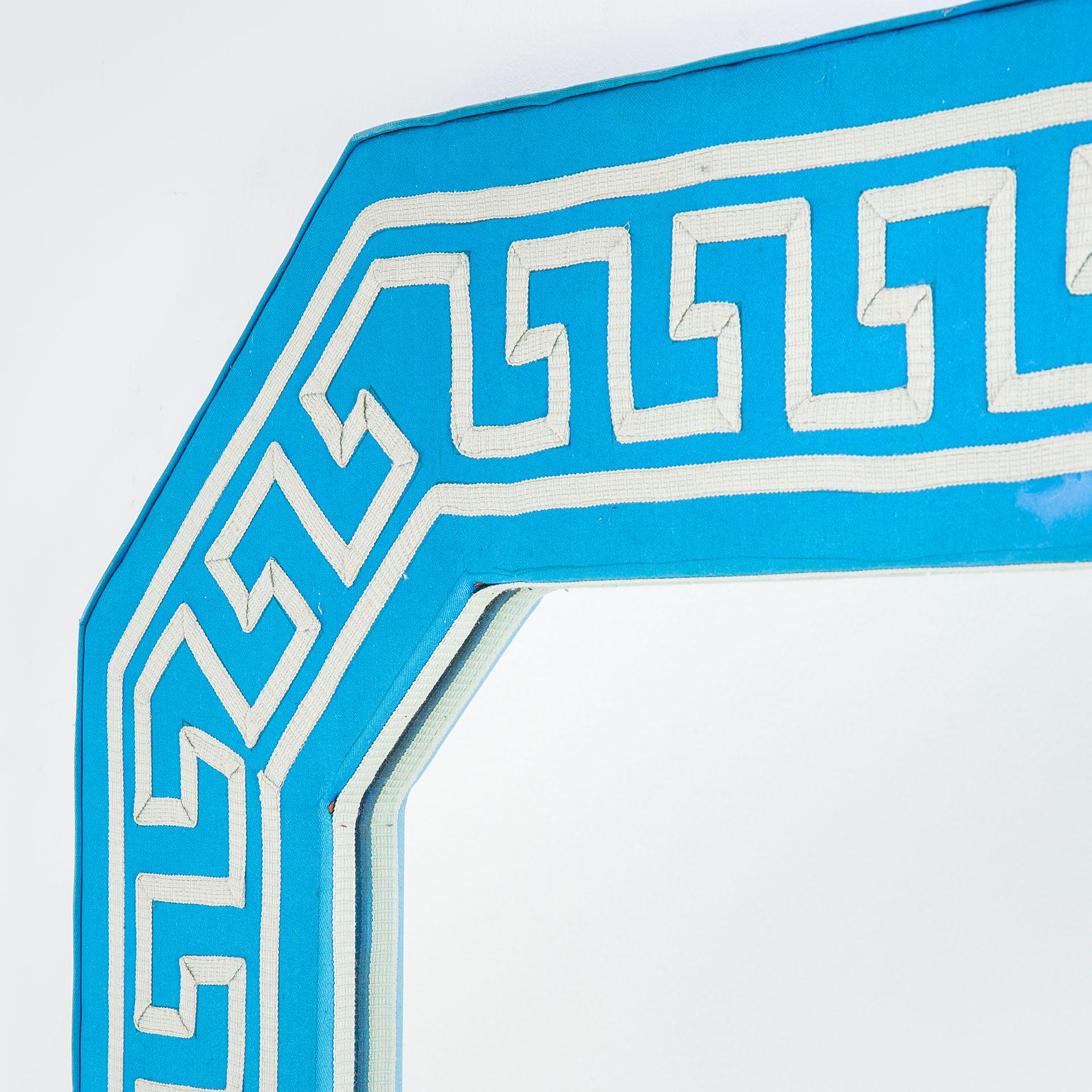Italian 20th Century Piero Fornasetti Mirror with Decorative Blue and White Frame, 1950s