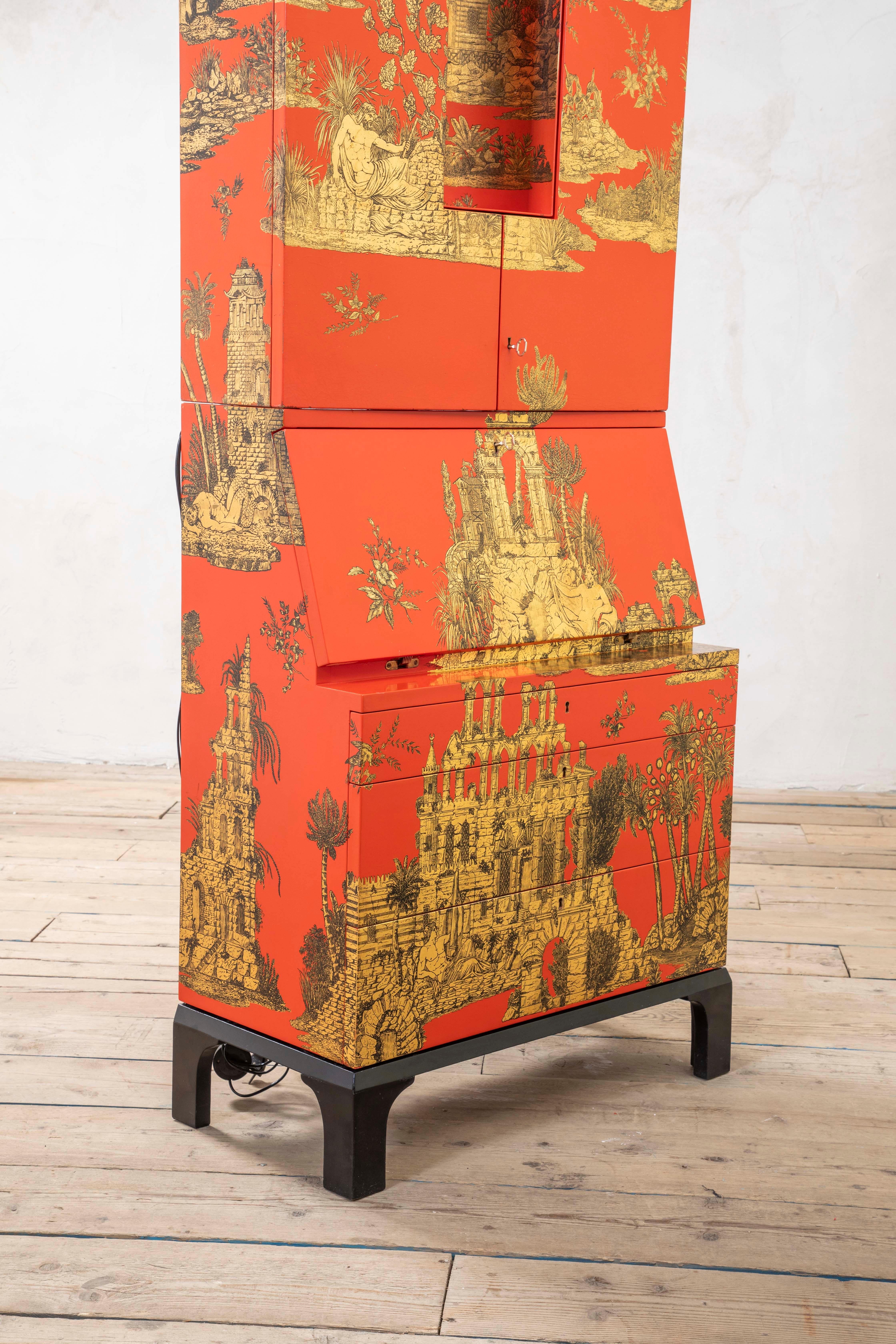 siglo XX, Piero Fornasetti Raro Trumeau mod. Gran Coromandel en venta 3