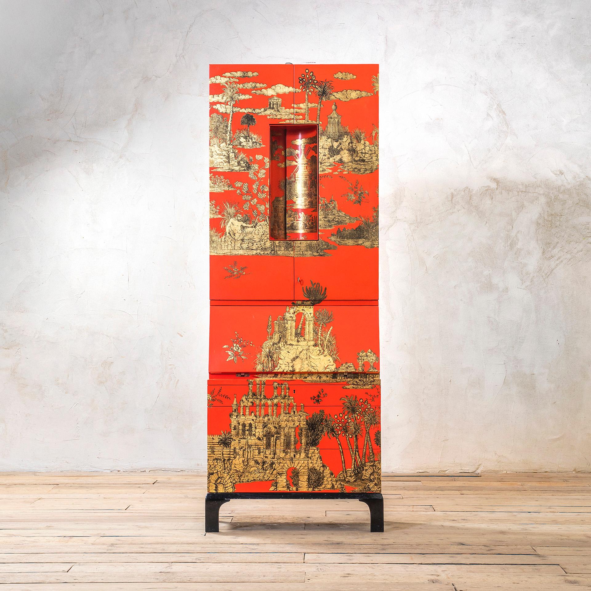 20th Century, Piero Fornasetti Rare Trumeau mod. Gran Coromandel in vendita 1