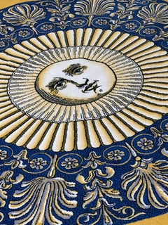 20th Century Piero Fornasetti Sun Moon Face Yellow Blue Rug, ca 1980