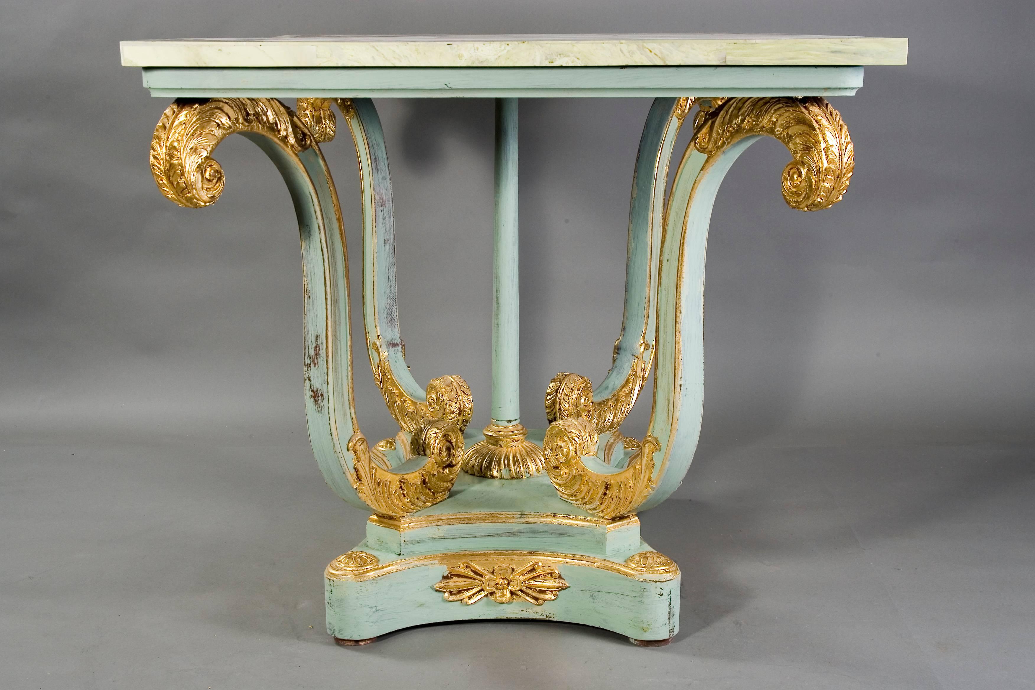 20th Century Pietra-Dura Style of Classicism Pastel Light Blue Table In Good Condition For Sale In Berlin, DE
