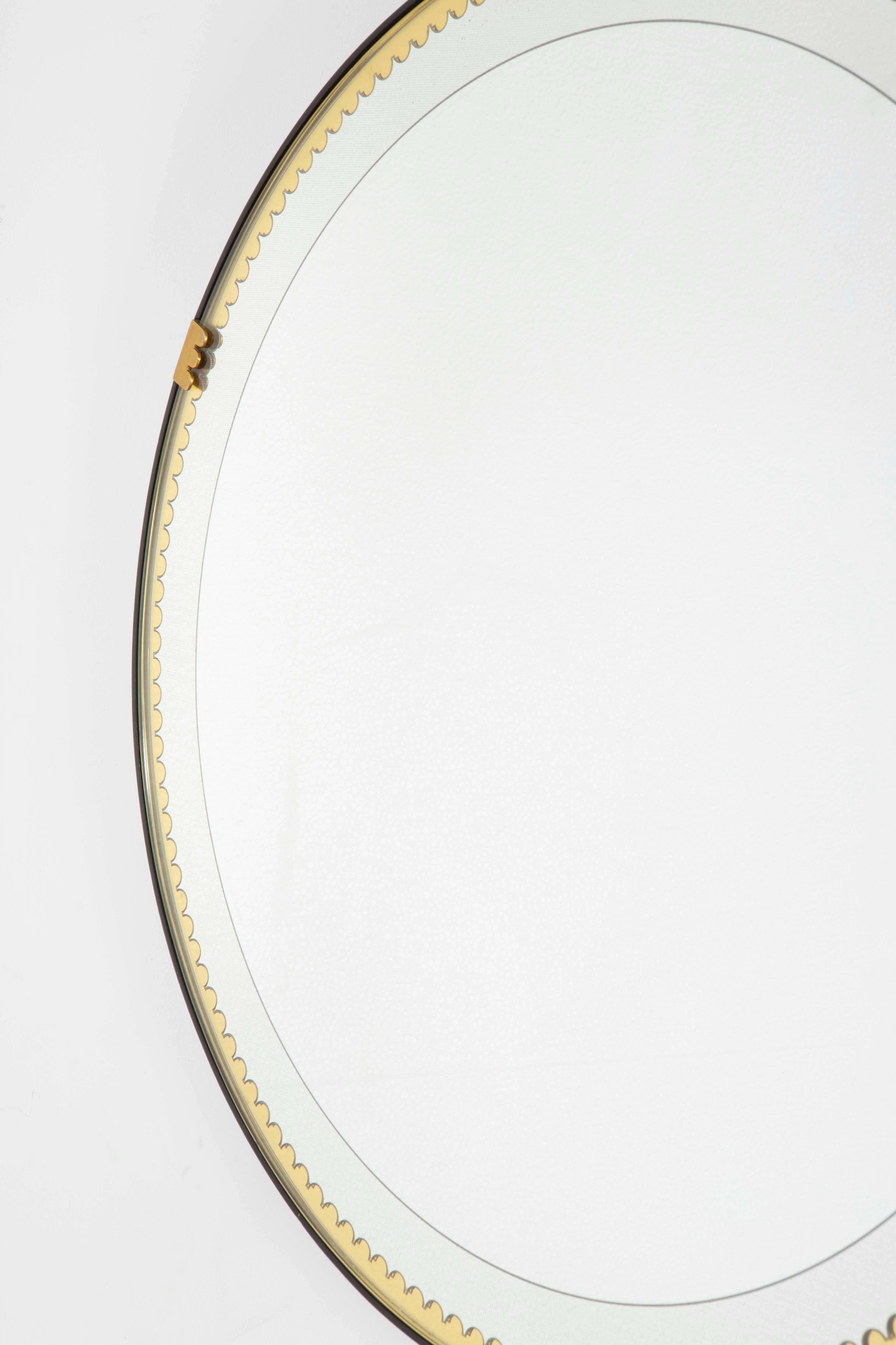 20th Century, Pietro Chiesa Wall Mirror with Copper Frame Galvanit Fontana, 40s en vente 3
